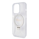 Apple iPhone 15 Pro Max Uyumlu Kılıf Guess Orjinal Lisanslı Magsafe Şarj Özellikli Simli Arka Yüzey Ring Standlı Kapak