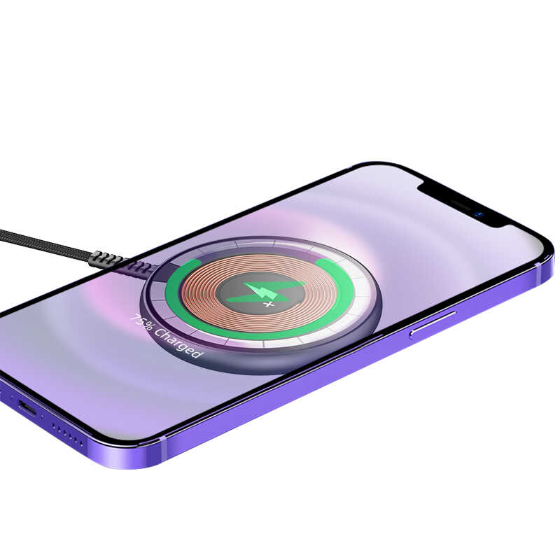 Wiwu M14 Intelligent Wireless Magnetik Şarj Ultra İnce Şeffaf 15W Android iOS Destekli - 11