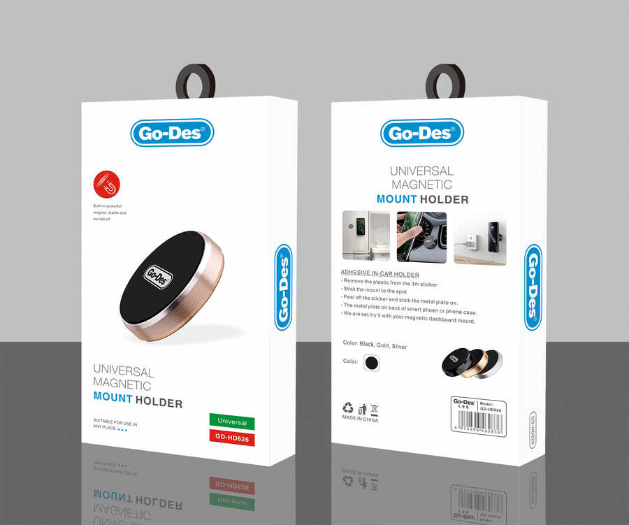 Go Des GD-HD626 Araç İçi Magnetik Telefon Tutucu Yapıştırmalı Tasarım - 1