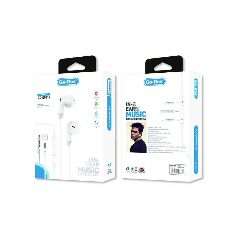 Go Des GD-EP116 Gürültü Önleyici Kulakiçi Lightning Kulaklık - 1