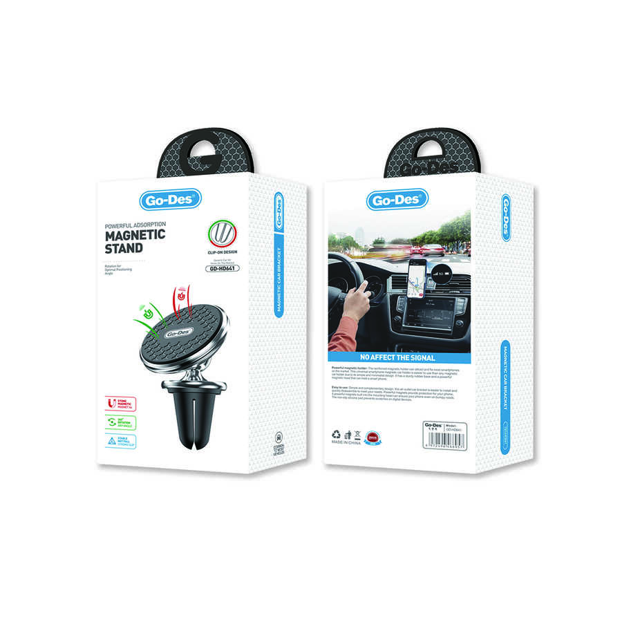 Go Des GD-HD641 Magnetik 360 Derece Oynar Başlıklı Telefon Tutucu Havalandırma Tasarım - 1