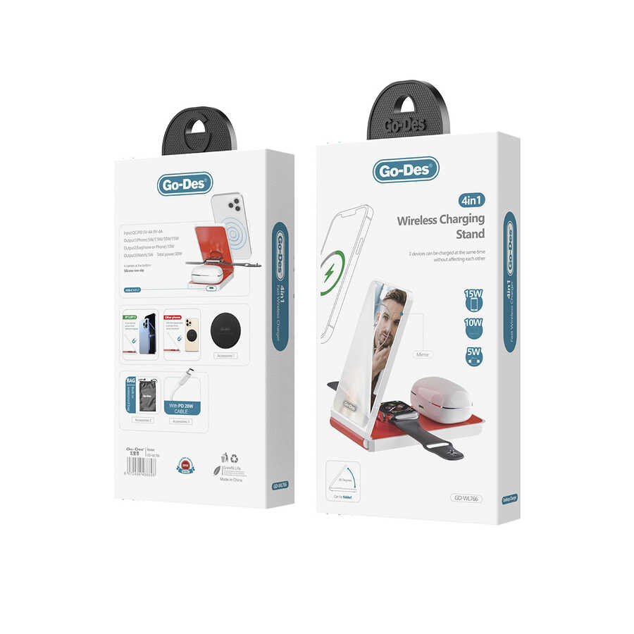 Go Des GD-WL766 Magnetik Wireless Hızlı Şarj Özellikli 4 in 1 Şarj İstasyonu 30W - 1