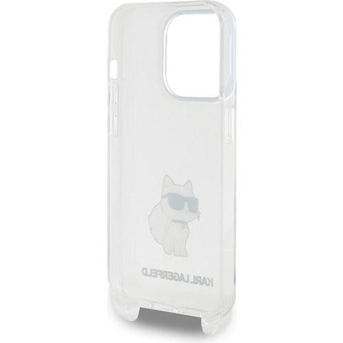 Apple iPhone 15 Pro Uyumlu Kılıf Karl Lagerfeld Orjinal Lisanslı Boyun Askılı Choupette İkonik Crossbody Kapak