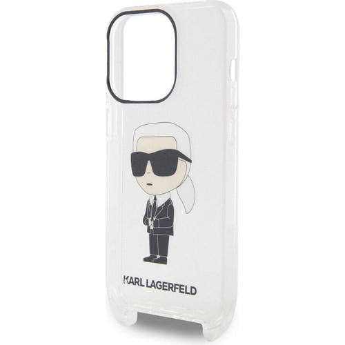 Apple iPhone 15 Pro Uyumlu Kılıf Karl Lagerfeld Orjinal Lisanslı Boyun Askılı Karl İkonik Crossbody Kapak
