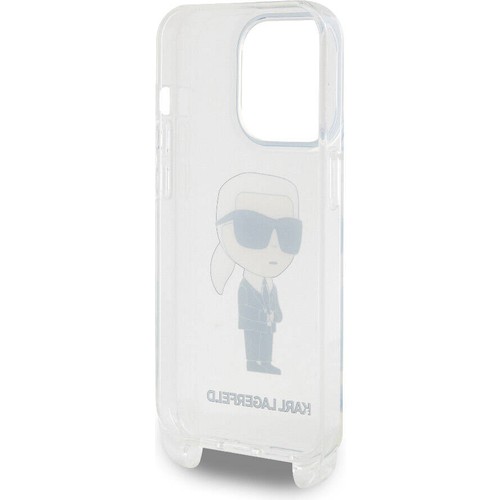 Apple iPhone 15 Pro Uyumlu Kılıf Karl Lagerfeld Orjinal Lisanslı Boyun Askılı Karl İkonik Crossbody Kapak