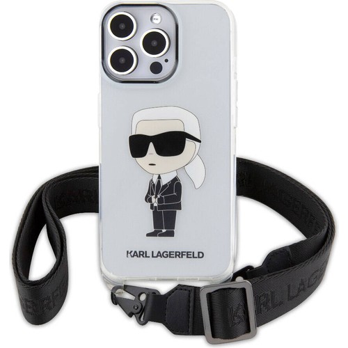 Apple iPhone 15 Pro Max Uyumlu Kılıf Karl Lagerfeld Orjinal Lisanslı Boyun Askılı Karl İkonik Crossbody Kapak
