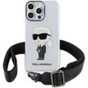 Apple iPhone 15 Pro Max Uyumlu Kılıf Karl Lagerfeld Orjinal Lisanslı Boyun Askılı Karl İkonik Crossbody Kapak