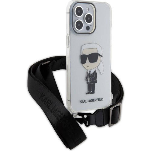 Apple iPhone 15 Pro Max Uyumlu Kılıf Karl Lagerfeld Orjinal Lisanslı Boyun Askılı Karl İkonik Crossbody Kapak