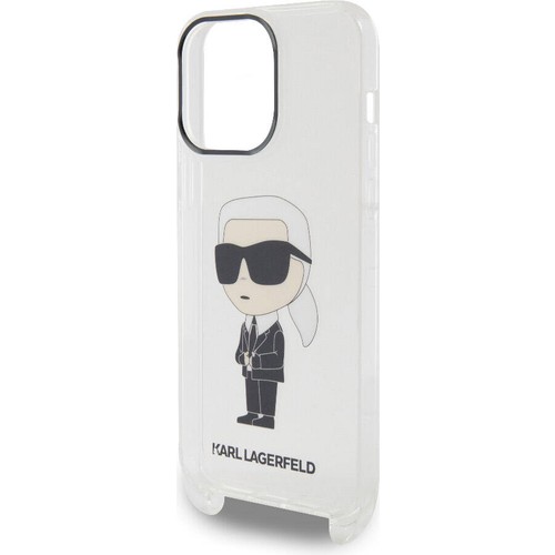 Apple iPhone 15 Pro Max Uyumlu Kılıf Karl Lagerfeld Orjinal Lisanslı Boyun Askılı Karl İkonik Crossbody Kapak