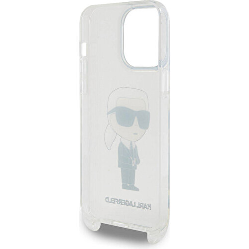 Apple iPhone 15 Pro Max Uyumlu Kılıf Karl Lagerfeld Orjinal Lisanslı Boyun Askılı Karl İkonik Crossbody Kapak