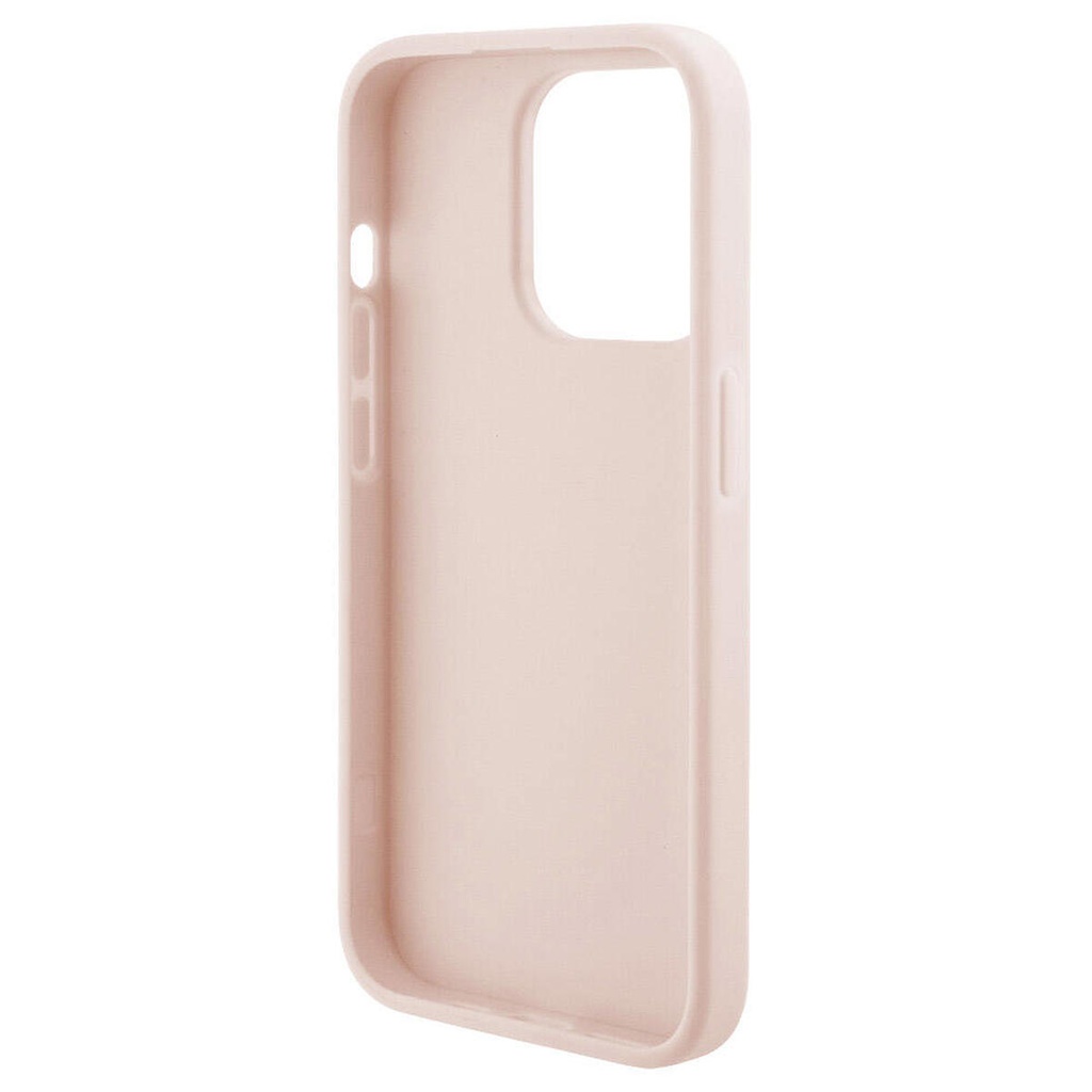 Apple iPhone 15 Pro Max Uyumlu Kılıf Karl Lagerfeld Orjinal Lisanslı Metal Yazı Logolu Dikişli Logo Arka Yüzey Kapitone Kapak