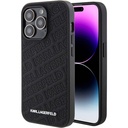Apple iPhone 15 Pro Max Uyumlu Kılıf Karl Lagerfeld Orjinal Lisanslı Metal Yazı Logolu Dikişli Logo Arka Yüzey Kapitone Kapak