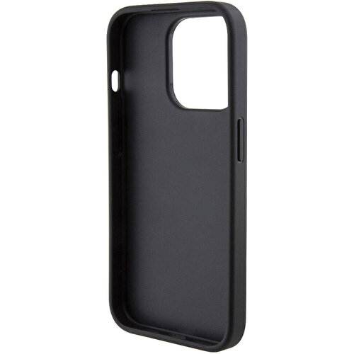 Apple iPhone 15 Pro Max Uyumlu Kılıf Karl Lagerfeld Orjinal Lisanslı Metal Yazı Logolu Dikişli Logo Arka Yüzey Kapitone Kapak