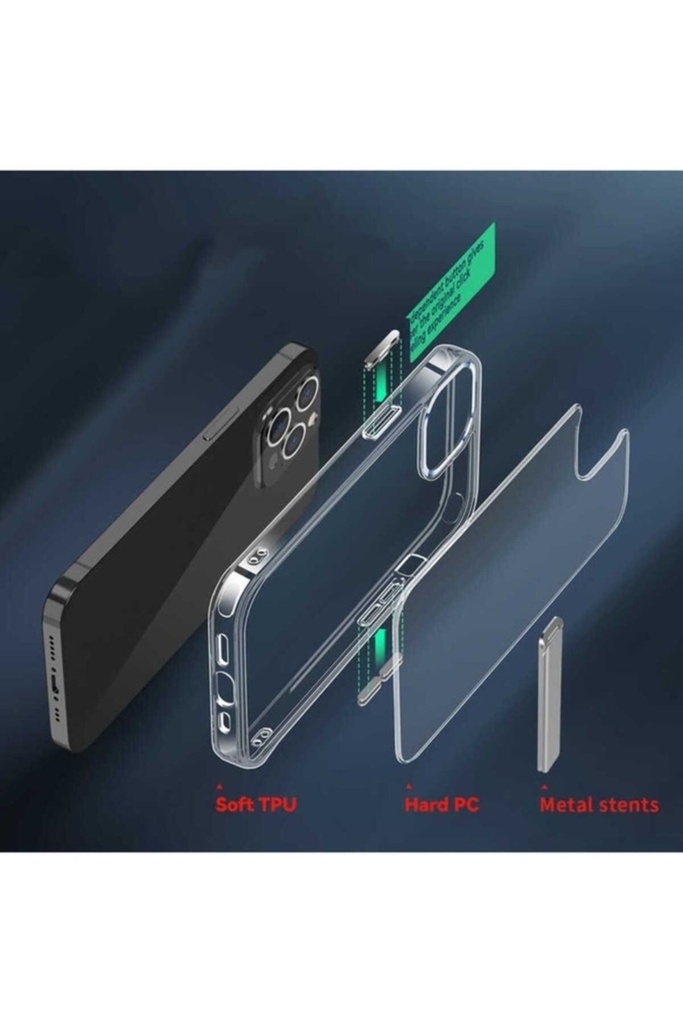 Apple iPhone 14 Pro Max Uyumlu Kılıf Standlı Şeffaf Silikon Zore L-Stand Kapak