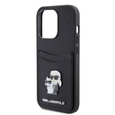Apple iPhone 15 Pro Uyumlu Kılıf Karl Lagerfeld Orjinal Lisanslı Metal Logo Kartlıklı Saffiano Kapak - 4