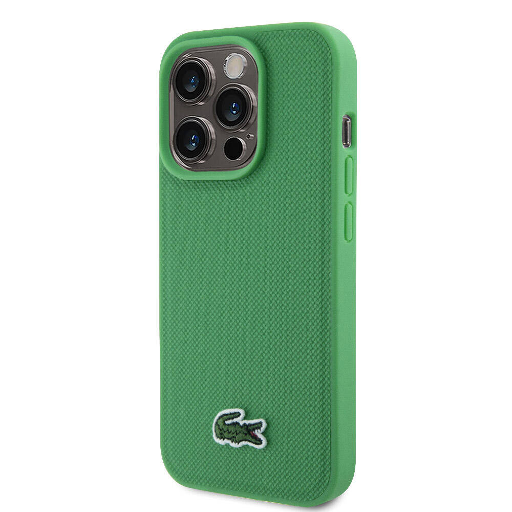 Apple iPhone 15 Pro Uyumlu Kılıf Lacoste Orjinal Lisanslı PU Pike Desenli Arka Yüzey İkonik Timsah Dokuma Logolu Kapak - 1