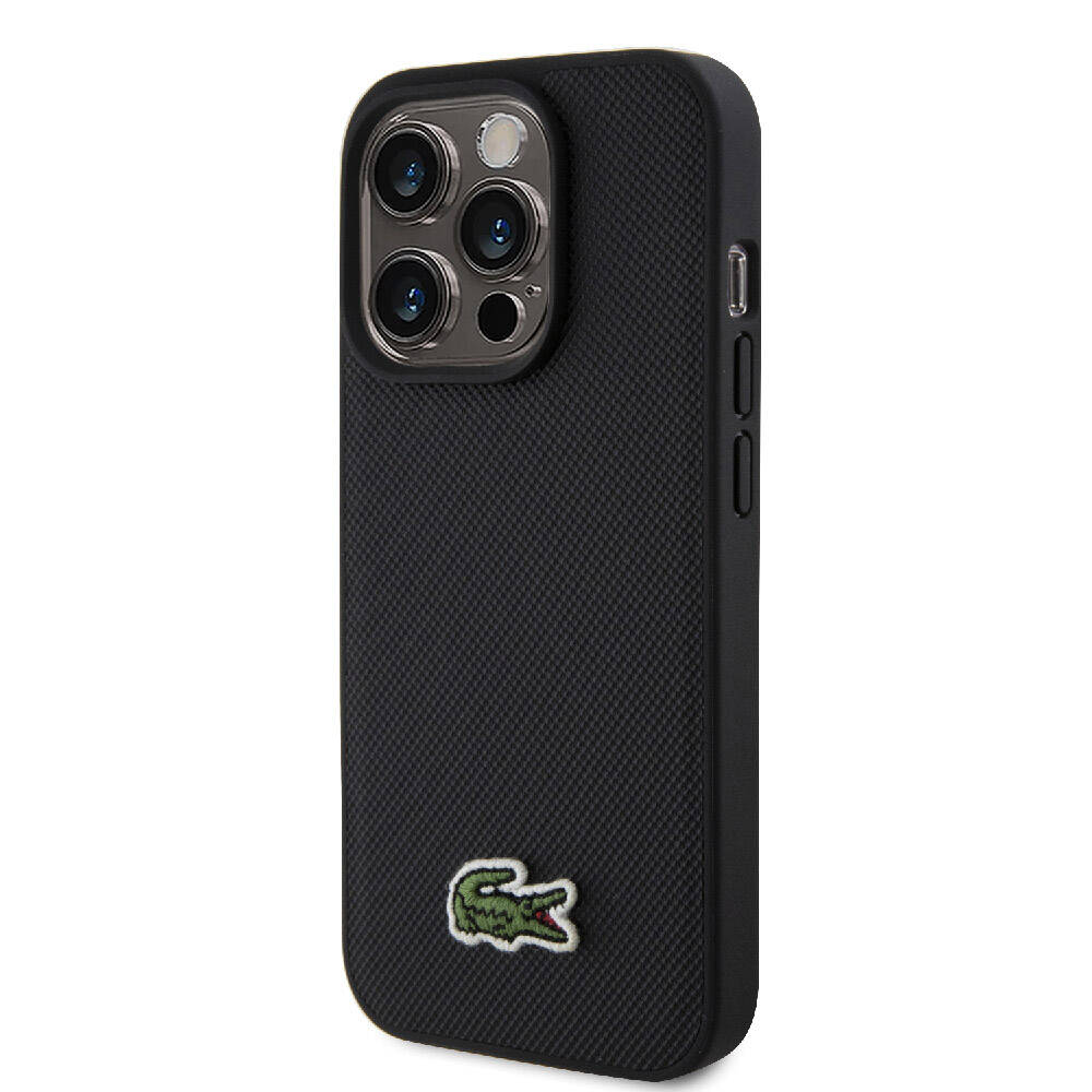 Apple iPhone 15 Pro Uyumlu Kılıf Lacoste Orjinal Lisanslı PU Pike Desenli Arka Yüzey İkonik Timsah Dokuma Logolu Kapak - 22