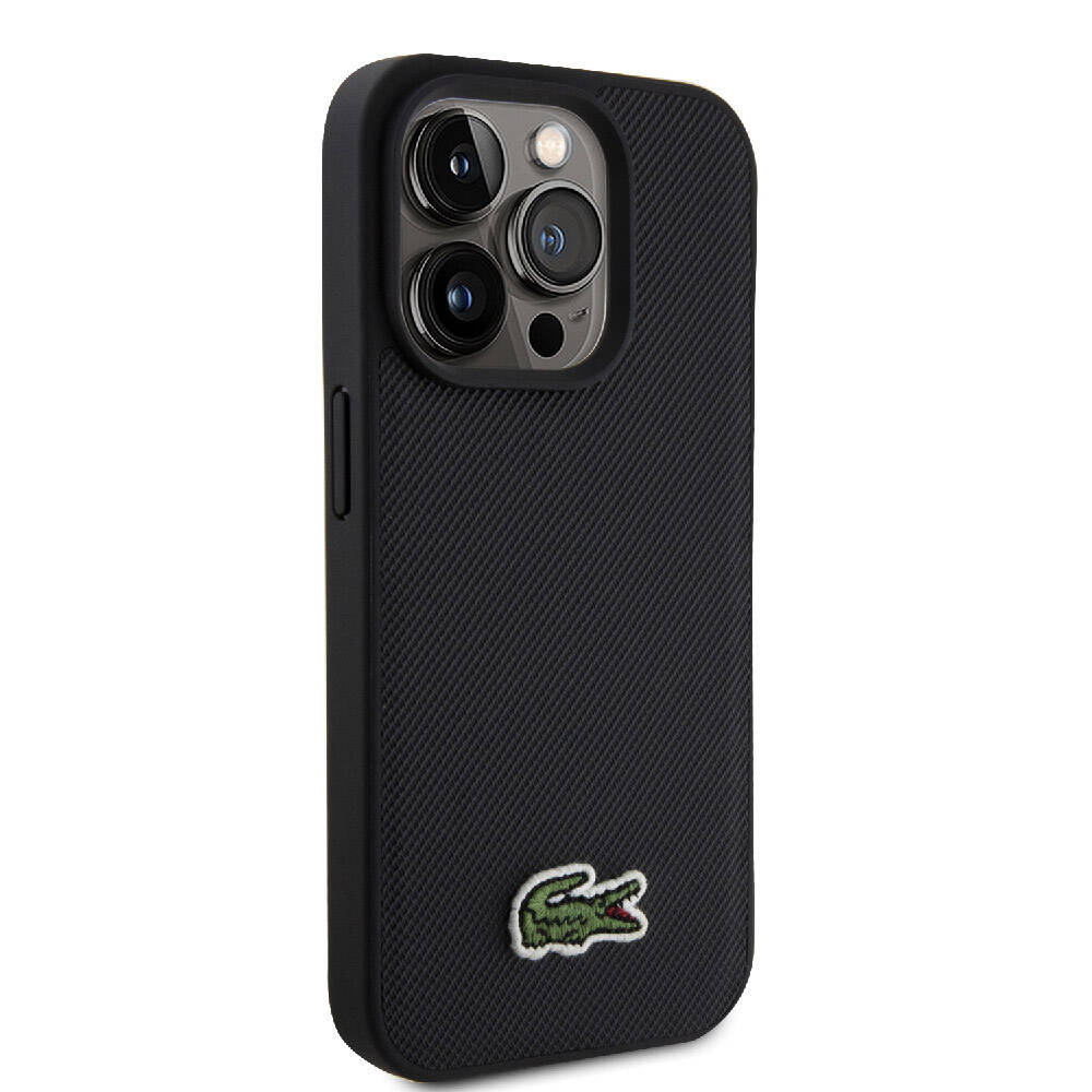 Apple iPhone 15 Pro Uyumlu Kılıf Lacoste Orjinal Lisanslı PU Pike Desenli Arka Yüzey İkonik Timsah Dokuma Logolu Kapak - 24