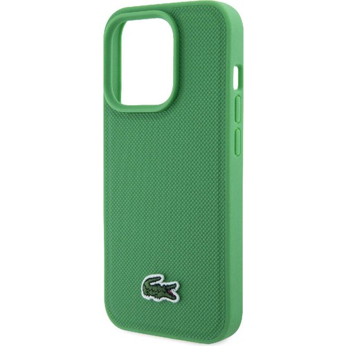 Apple iPhone 15 Pro Uyumlu Kılıf Lacoste Orjinal Lisanslı PU Pike Desenli Arka Yüzey İkonik Timsah Dokuma Logolu Kapak