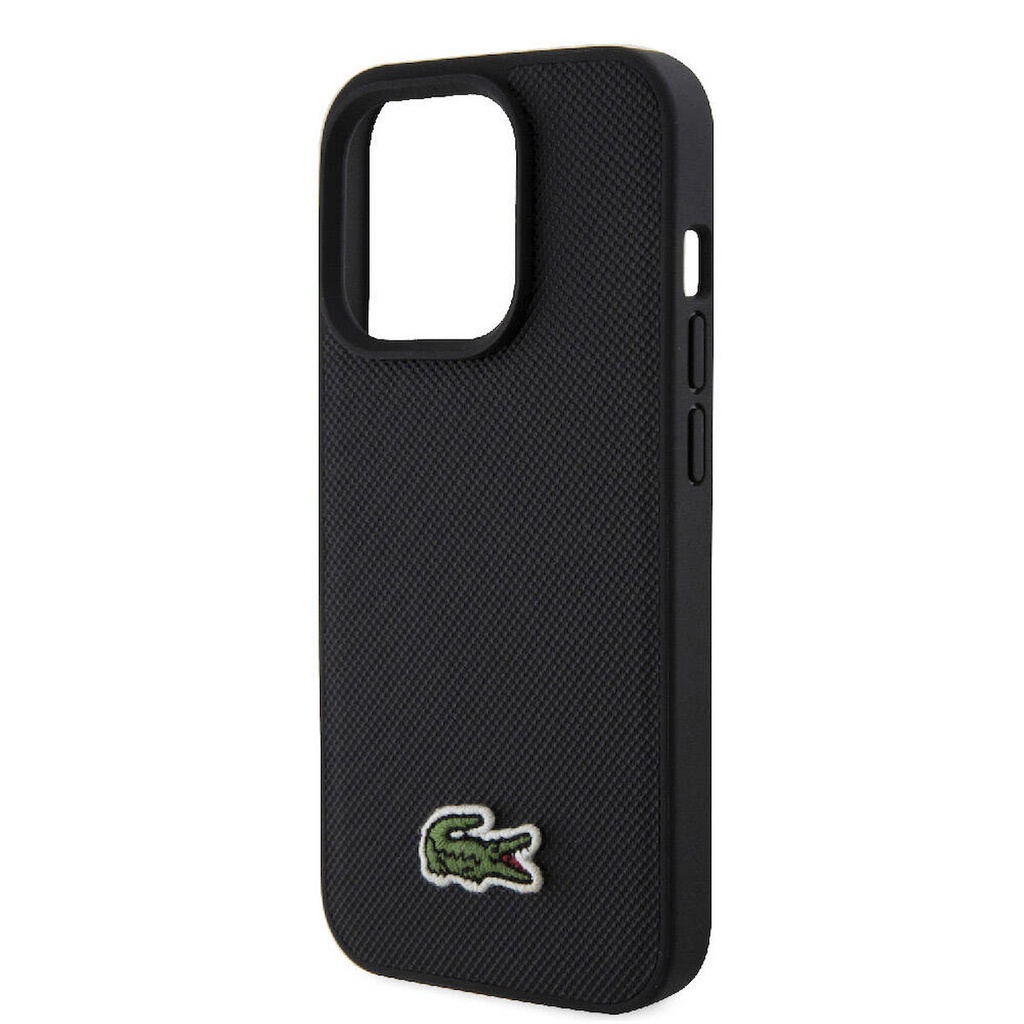 Apple iPhone 15 Pro Uyumlu Kılıf Lacoste Orjinal Lisanslı PU Pike Desenli Arka Yüzey İkonik Timsah Dokuma Logolu Kapak