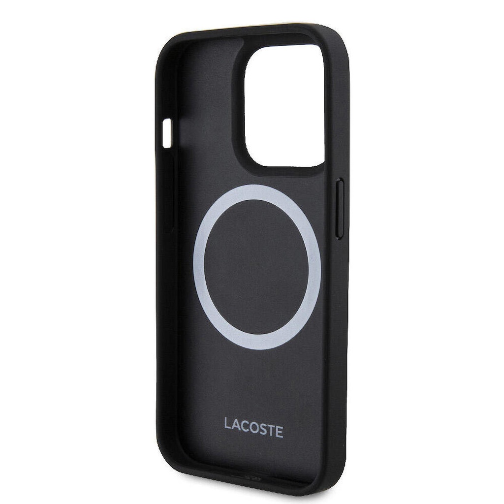 Apple iPhone 15 Pro Uyumlu Kılıf Lacoste Orjinal Lisanslı PU Pike Desenli Arka Yüzey İkonik Timsah Dokuma Logolu Kapak
