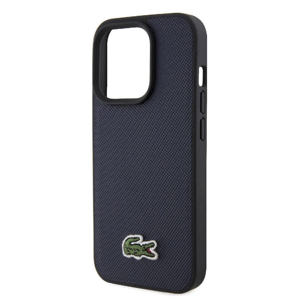 Apple iPhone 15 Pro Uyumlu Kılıf Lacoste Orjinal Lisanslı PU Pike Desenli Arka Yüzey İkonik Timsah Dokuma Logolu Kapak