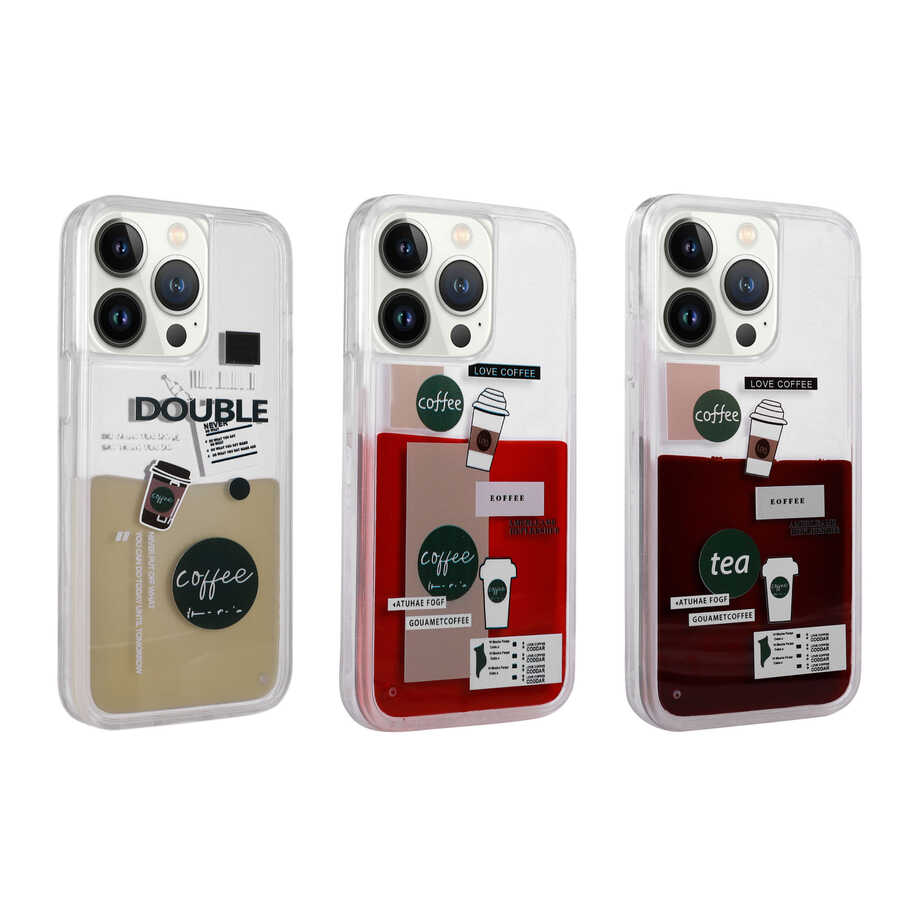 Apple iPhone 13 Pro Uyumlu Kılıf Desenli Sıvılı Zore Drink Silikon Kapak - 1