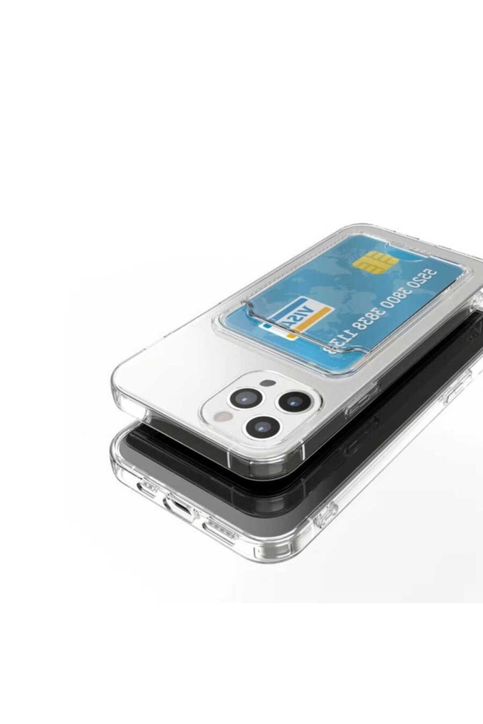 Apple iPhone 14 Pro Max Uyumlu Kılıf Kartlıklı Şeffaf Zore Setra Clear Silikon Kapak
