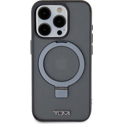 Apple iPhone 15 Pro Uyumlu Kılıf TUMI Orjinal Lisanslı Magsafe Şarj Özellikli PC TPU Metal Logolu Ring Standlı Kapak