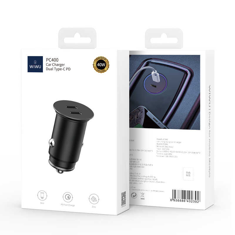 Wiwu King Kong PC400 Dual Type-C PD 40W Araç Şarjı - 3