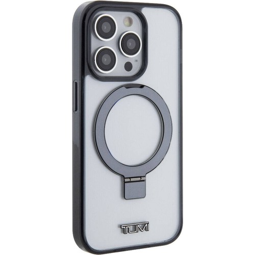 Apple iPhone 15 Pro Uyumlu Kılıf TUMI Orjinal Lisanslı Magsafe Şarj Özellikli Metal Logolu Ring Standlı Silikon Kapak
