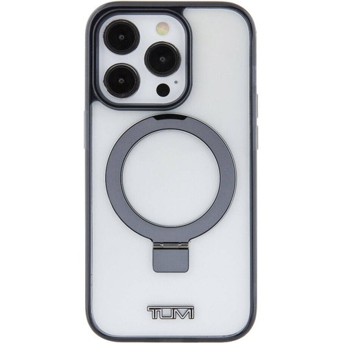 Apple iPhone 15 Pro Max Uyumlu Kılıf TUMI Orjinal Lisanslı Magsafe Şarj Özellikli Metal Logolu Ring Standlı Silikon Kapak
