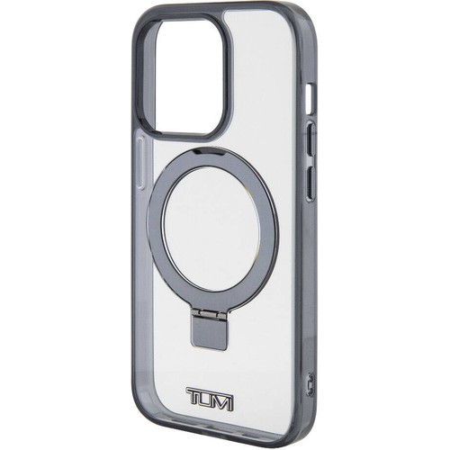 Apple iPhone 15 Pro Max Uyumlu Kılıf TUMI Orjinal Lisanslı Magsafe Şarj Özellikli Metal Logolu Ring Standlı Silikon Kapak