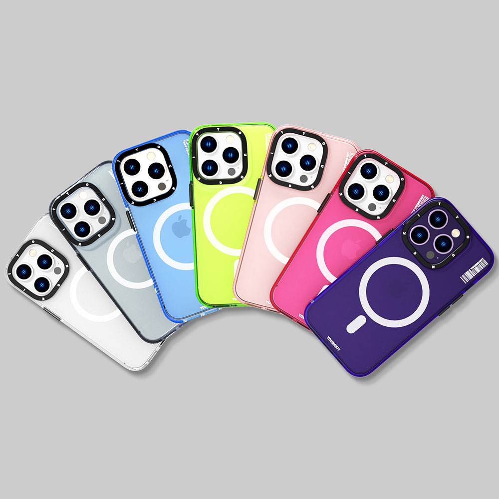 Apple iPhone 14 Pro Max Uyumlu Kılıf Magsafe Şarj Özellikli YoungKit Crystal Color Serisi Kapak - 1