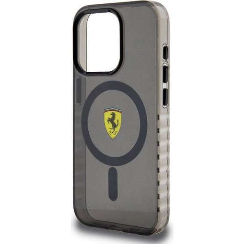Apple iPhone 15 Pro Uyumlu Kılıf Ferrari Orjinal Lisanslı Magsafe Şarj Özellikli Tırtıklı Kenar Tasarımlı Ortalanmış Logo Kapak