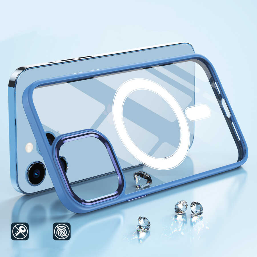 Apple iPhone 14 Uyumlu Kılıf Wireless Şarj Özellikli Zore Krom Magsafe Silikon Kapak - 4