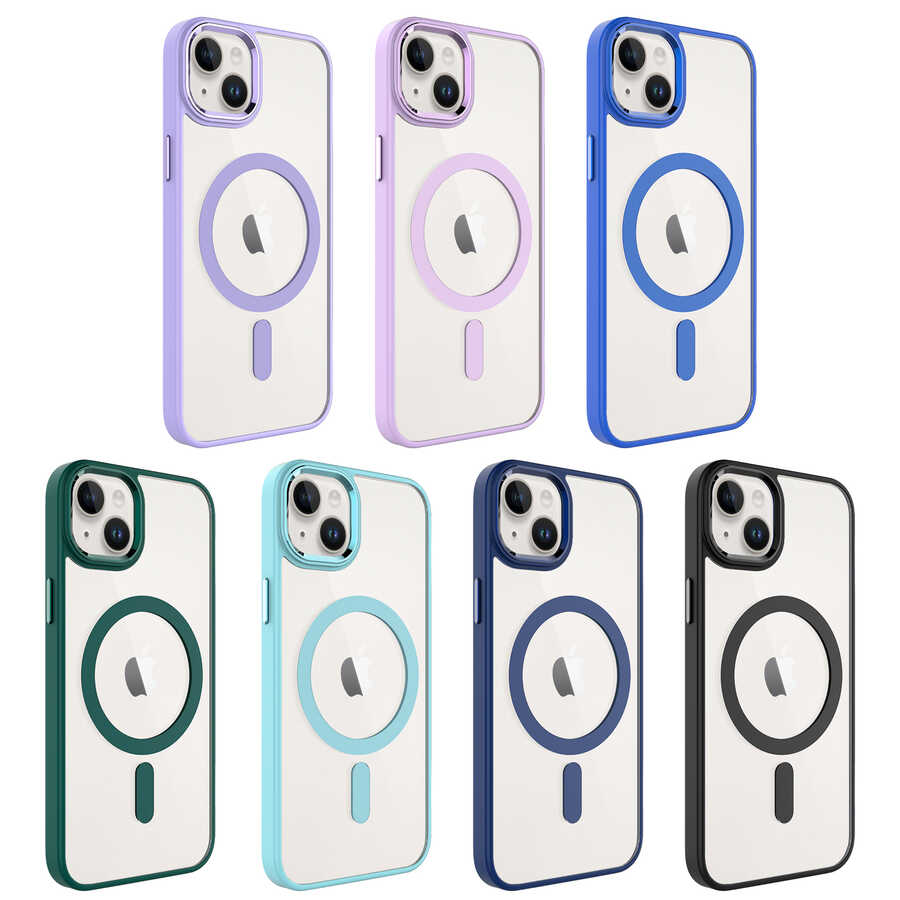 Apple iPhone 14 Plus Uyumlu Kılıf Wireless Şarj Özellikli Zore Krom Magsafe Silikon Kapak - 7