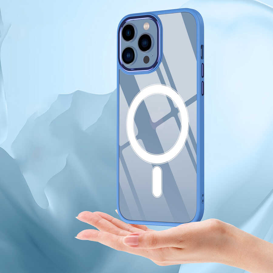 Apple iPhone 14 Pro Uyumlu Kılıf Wireless Şarj Özellikli Zore Krom Magsafe Silikon Kapak - 6