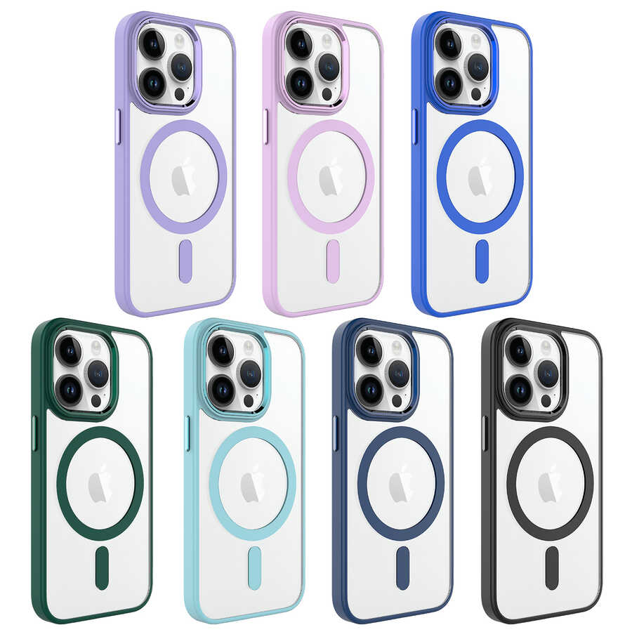 Apple iPhone 14 Pro Uyumlu Kılıf Wireless Şarj Özellikli Zore Krom Magsafe Silikon Kapak - 7