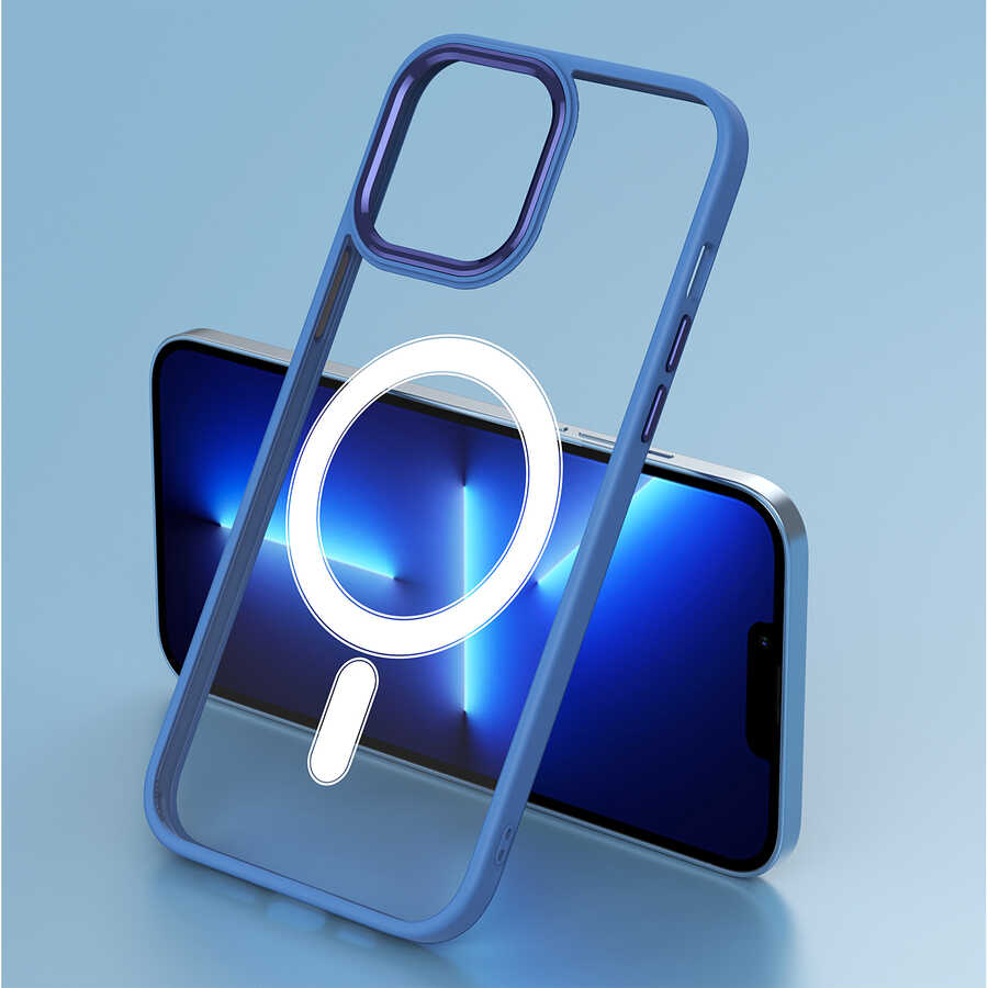 Apple iPhone 14 Pro Uyumlu Kılıf Wireless Şarj Özellikli Zore Krom Magsafe Silikon Kapak - 8