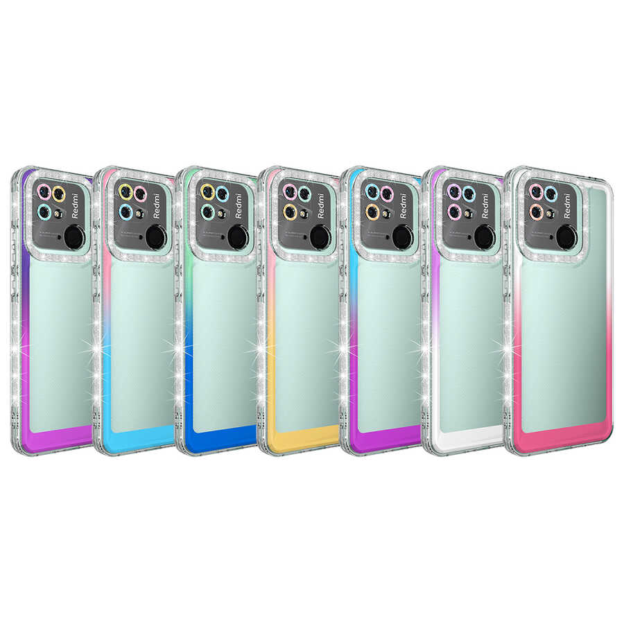 Xiaomi Redmi 10C Uyumlu Kılıf Simli ve Renk Geçiş Tasarımlı Lens Korumalı Zore Park Kapak - 1