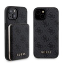 Apple iPhone 15 Uyumlu Kılıf Guess Orjinal Lisanslı Magsafe Şarj Özellikli Yazı Logolu 4G Desenli Kapak + Powerbank 5000mAh 2in1 Set