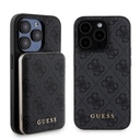 Apple iPhone 15 Pro Uyumlu Kılıf Guess Orjinal Lisanslı Magsafe Şarj Özellikli Yazı Logolu 4G Desenli Kapak + Powerbank 5000mAh 2in1 Set