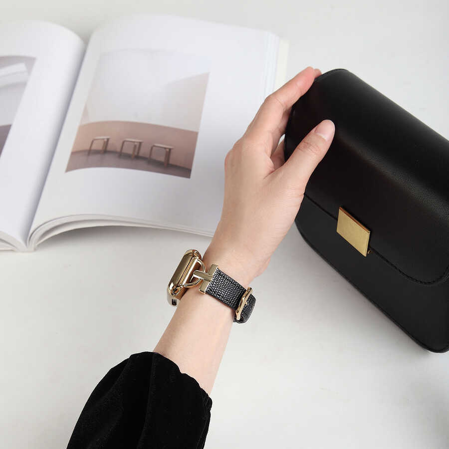 ​​​Apple Watch Ultra 49mm Uyumlu Kordon KRD-53 Deri Strap Kayış - 6