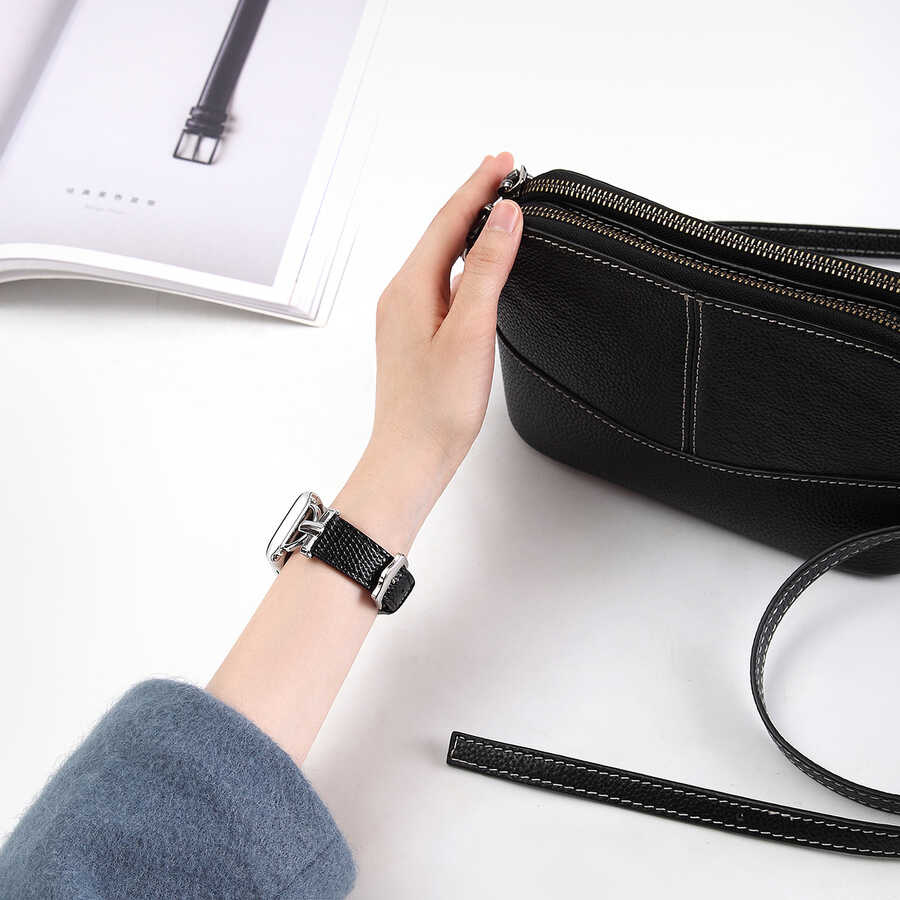 ​​​Apple Watch Ultra 49mm Uyumlu Kordon KRD-53 Deri Strap Kayış - 8