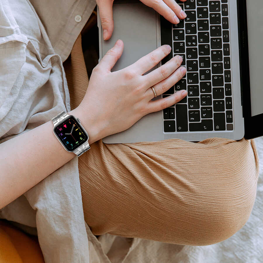 ​​​Apple Watch Ultra 49mm Uyumlu Kordon KRD-63 Metal Strap Kayış - 13