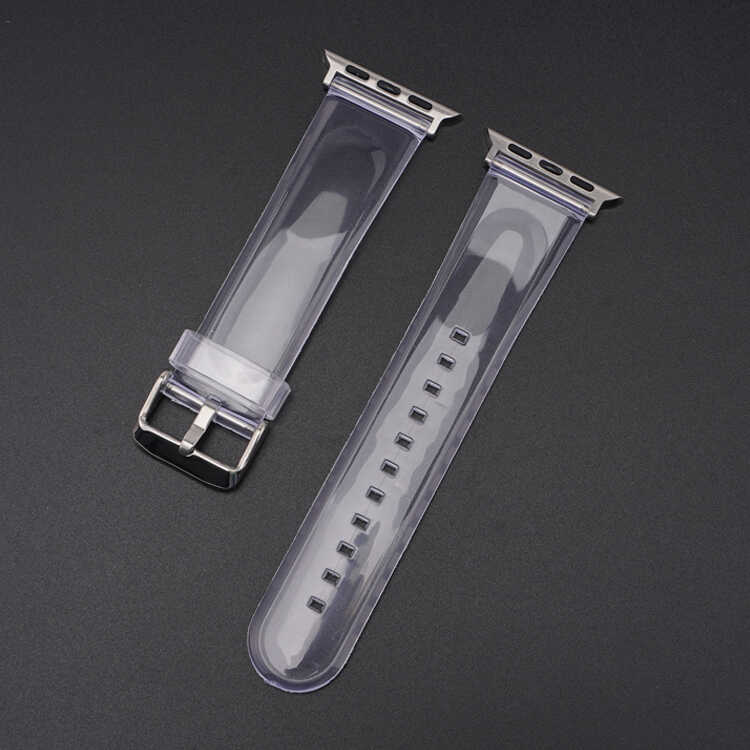 ​​​Apple Watch Ultra 49mm Uyumlu Kordon KRD-13 Şeffaf Silikon Strap Kayış - 3