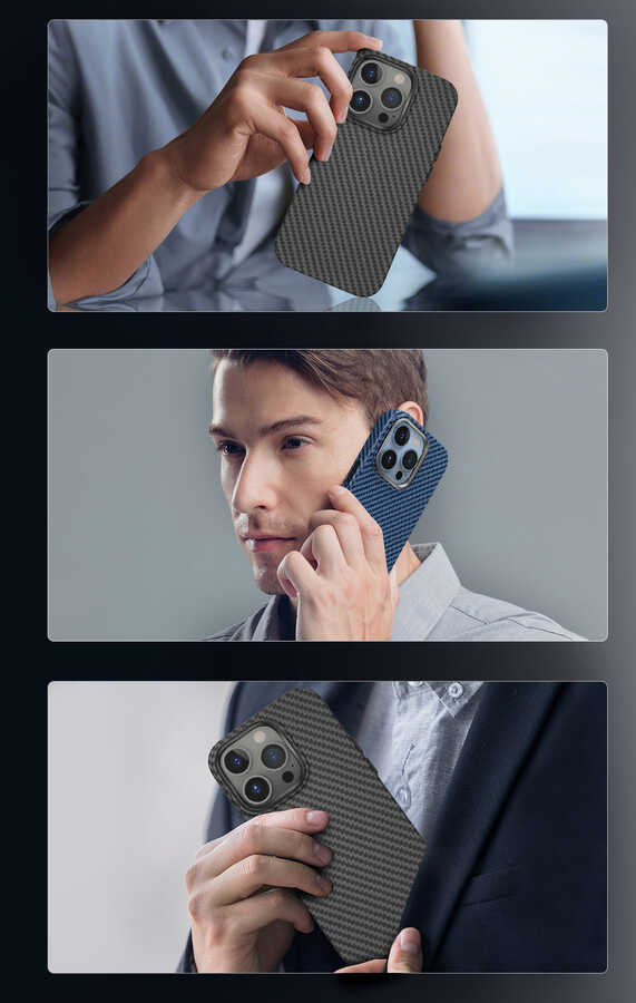 Apple iPhone 14 Plus Uyumlu Kılıf ​​​​​Wiwu Karbon Fiber Görünümlü Magsafe Wireless Şarj Özellikli Kabon Kapak - 11