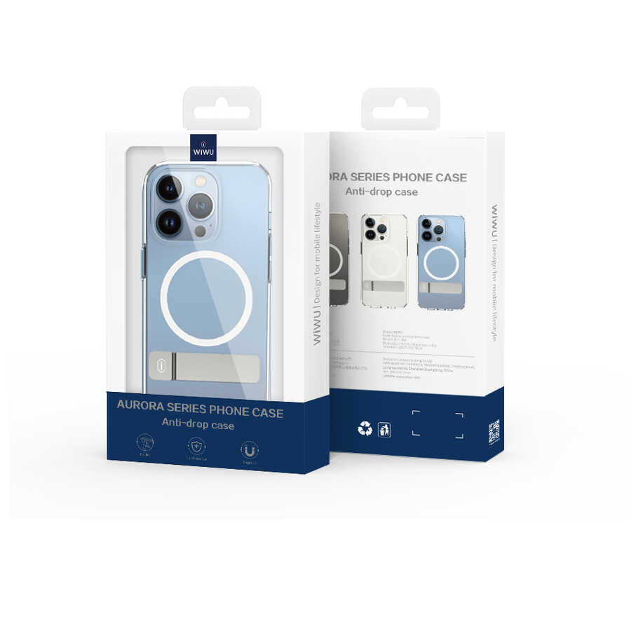 Apple iPhone 14 Plus Uyumlu Kılıf Standlı Magsafe Wireless Şarj Özellikli Wiwu Aurora Serisi Kapak - 1
