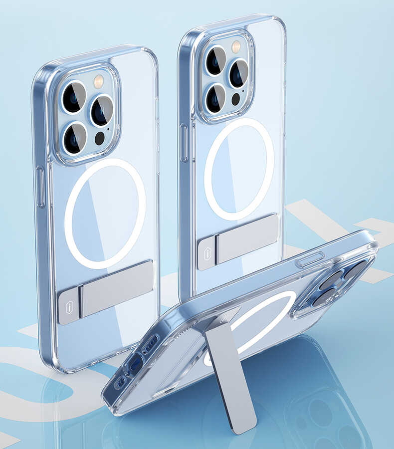 Apple iPhone 14 Pro Max Uyumlu Kılıf Standlı Magsafe Wireless Şarj Özellikli Wiwu Aurora Serisi Kapak - 3